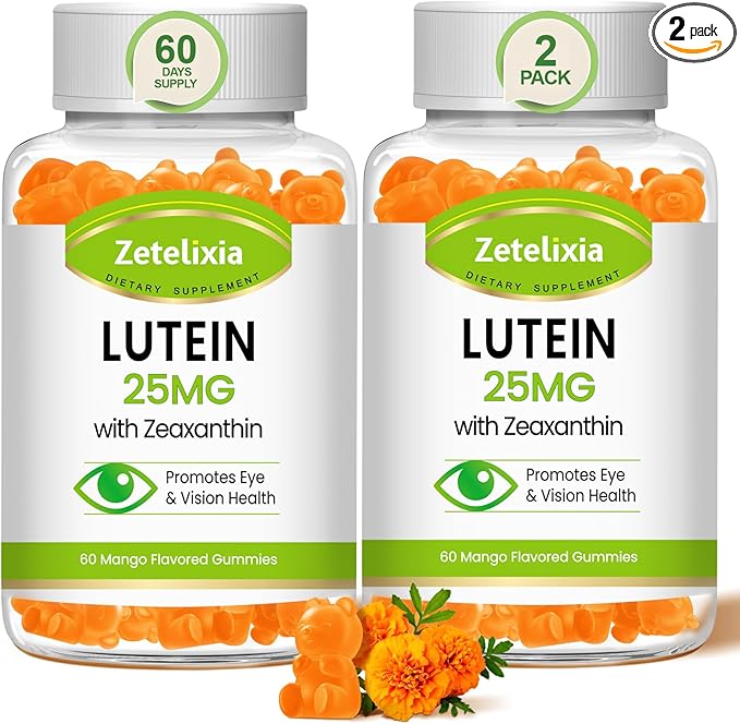 Lutein Gummies 25mg - Eye Vitamins Lutein &amp Zeaxanthin Eye Health Supplements for AdultsSugar Free Eye Health Gummies Supplement - Support VisionMacularBlue Light Filtering (120 Count)