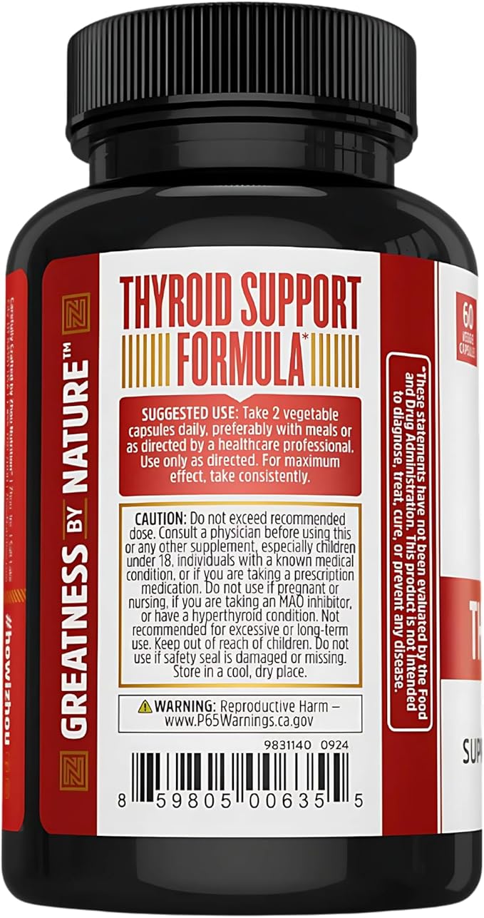 Zhou D3 + K2 &amp Thyroid Support - Vitamin D3 K2 Supplement for Women &amp Men with 5000 IU of Vit D &amp MK-7 Thyroid Supplement with Zinc Iodine &amp Selenium Metabolic Health - 60 Capsules