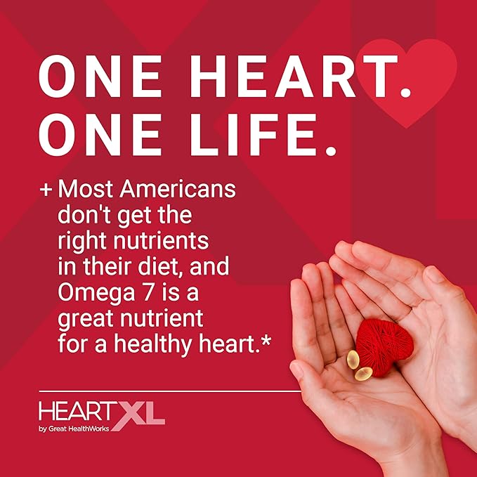 HeartXL Omega-7 Blend Cardiovascular Health Support - Promotes Healthy Metabolism - Gluten-Free Heart Health Supplement - 30 Soft Gels