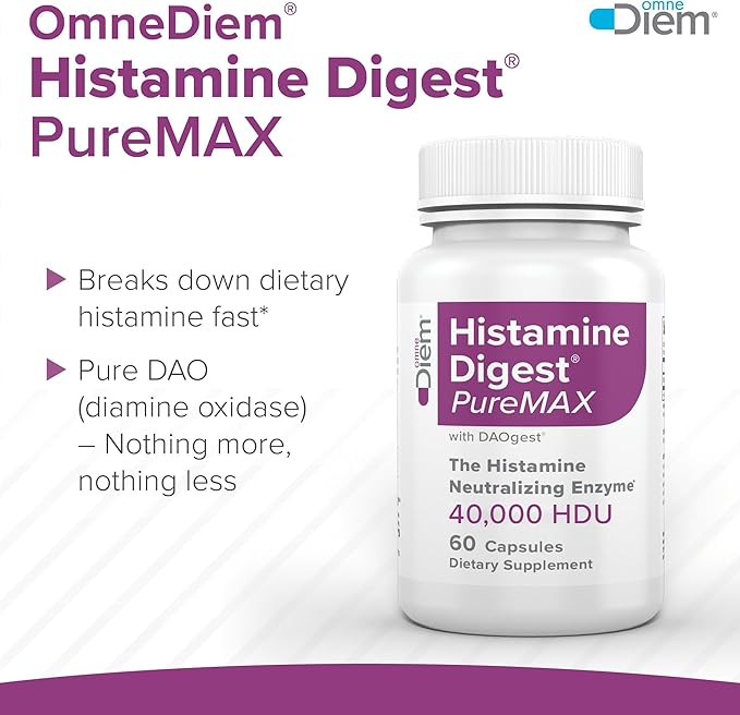 Omne Diem Histamine Digest PureMAX with DAO - Diamine Oxidase Supplement for Food Related Histamine Intolerance (60)