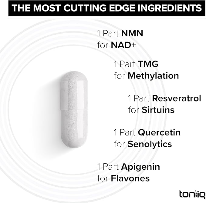 1500mg NMN Supplement with Resveratrol – High Potency Nicotinamide Mononucleotide 500mg with Trimethylglycine Quercetin Resveratrol &amp Apigenin – Pure NMN Capsules – Third-Party Tested – 30 Servi