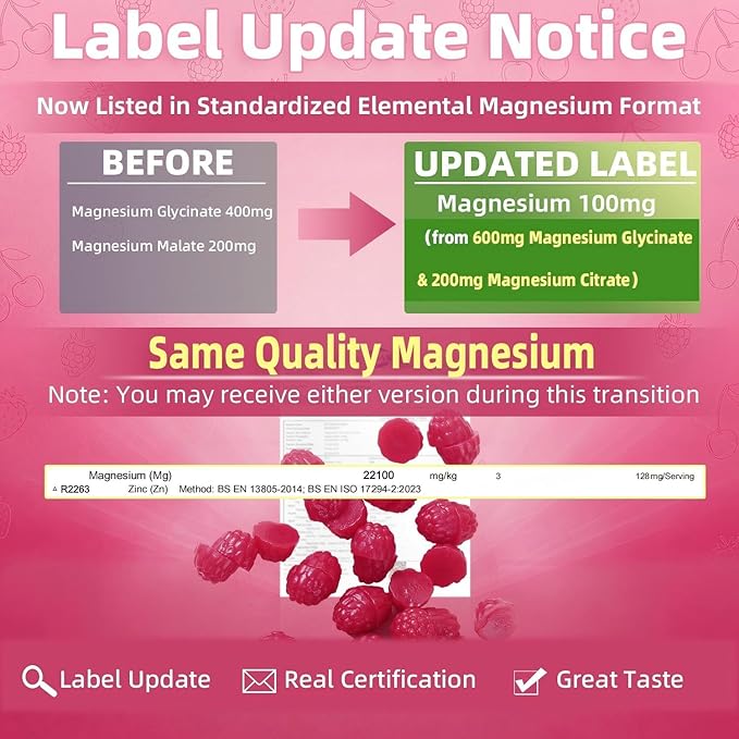 Magnesium Glycinate Gummies Sugar Free Magnesium Supplement w/Ashwagandha Zinc Vegan Magnesium Glycinate Supplement for Adults - 120 Cherry Gummies