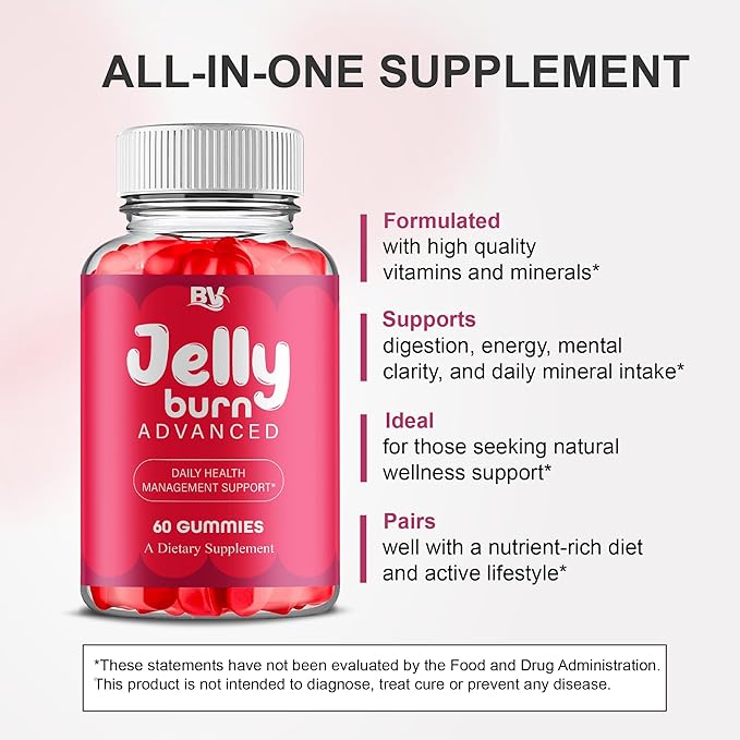 BLUE VIBE JellyBurn Advanced Gummies JellyBurn Premium Health Management and Overall Wellness Support Gummy Supplement JellyBurn Overall Health Support Supplement (1 Pack - 60 Gummies)