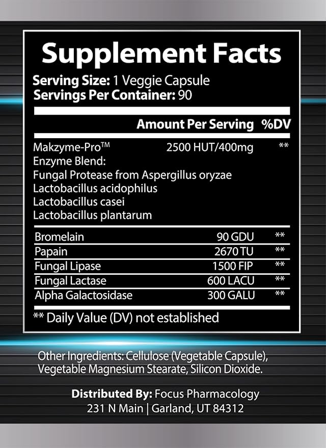 Digestive Enzymes and Probiotics Blend - 180 Ct Protease Lipase Lactase Galactosidase Acidophilus Casei Plantarum