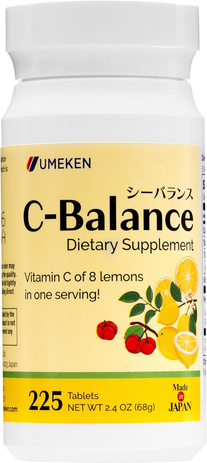 Umeken C-Balance Vitamin C Chewables Acerola &amp Lemon Extract High Potency Immune Support for Adults and Children 68g (45-Day Supply 1 Pack)