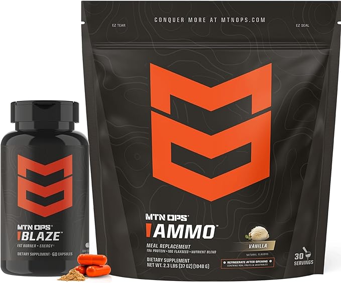 MTN OPS Blaze &amp Ammo Vanilla Bundle – Thermogenic Fat Burner + Lean Muscle Protein Stack