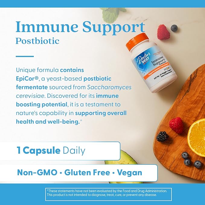 Doctors Best Immune Support Postbiotic Supports Immune Function Non-GMO Gluten Free Vegan 60 Veggie Caps