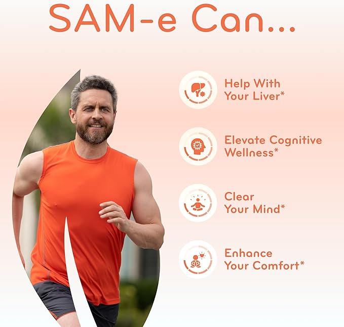 Extra Strength SAMe 500mg - Easy Absorption 500mg S-Adenosyl-L-Methionine SAM e Supplement - Gentle Joint Bone and Mood Support Supplement for Men and Women - Made in a cGMP US Lab (90 Servings)