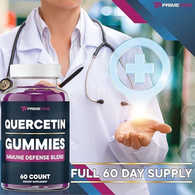 Primetime Sports Quercetin ZincVitamin C 1000mg Gummies Supplements with Elderberry Flavonoid Vitamin for Kids Adults Immunity Immune Support Gummy Booster 60 Count (Pack of 2)