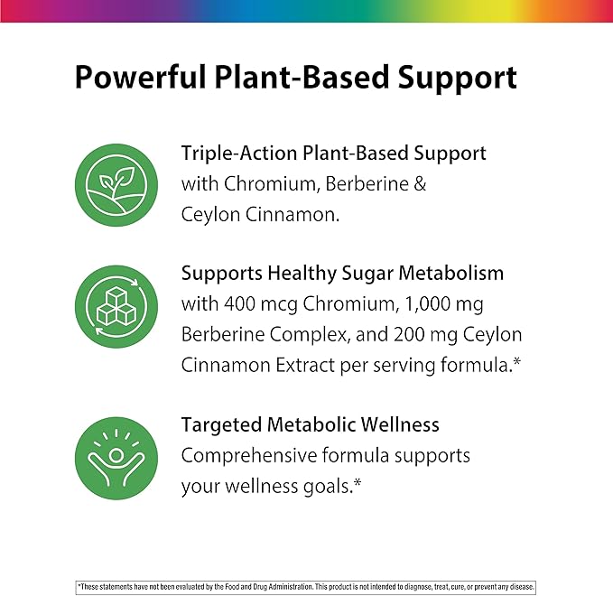 Rainbow Light Berberine Supplement with Ceylon Cinnamon | 60 Capsules | 1000mg | Plus Chromium | Sourced from 4 Potent Herbs