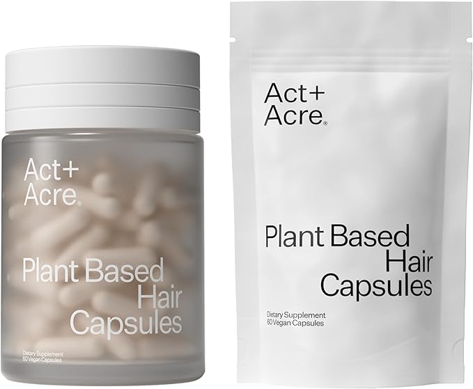 ACT+ ACRE Thick + Full Hair Capsules | Supplement for Thicker Fuller Looking Hair | Bamboo Horsetail Biotin Vitamin C | Strengthens Roots Vegan Gluten-Free Mint Essenced | 60ct