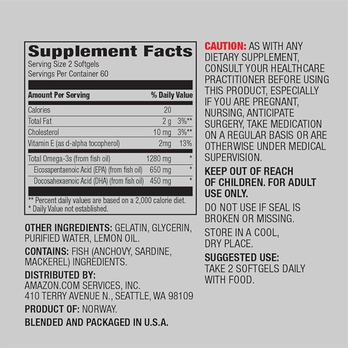 Amazon Elements Super Omega-3 (120 Count) and Amazon Elements B Complex (65 Capsules)