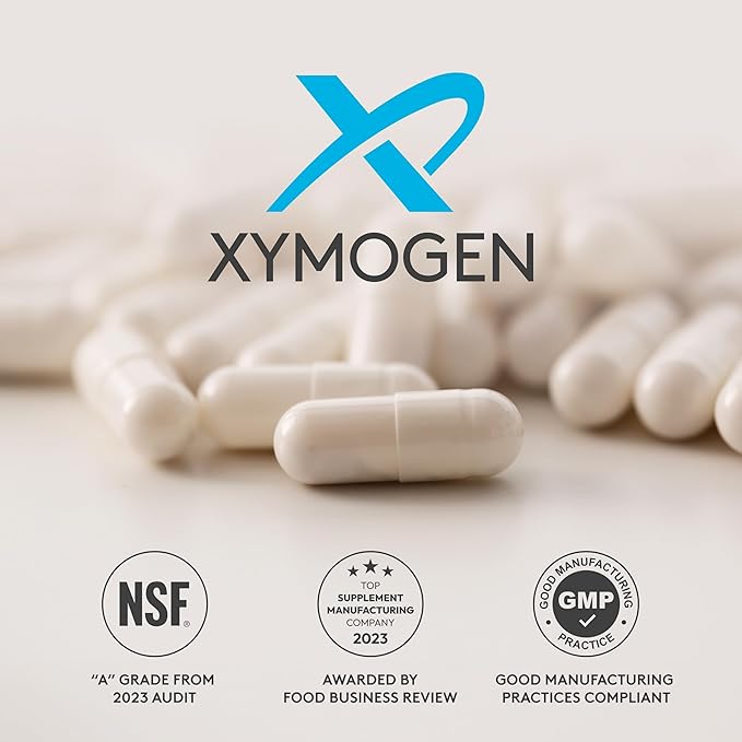 XYMOGEN Adrenal Manager - Adrenal Health Supplement for Everyday Stress Support - Argentinian Bovine Tissues - Pantothenic Acid Vitamin C Vitamin B6 - Dairy-Free &amp Gluten-Free - 120 Capsules