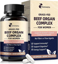 Female-Optimized Beef Organ Complex Superfood Supplement Beef Liver Kidney Heart Uterus &amp 6 More Balance Hormones Energy &amp Women's Overall Wellness with Milk Thistle Zinc Grass-Fed 6