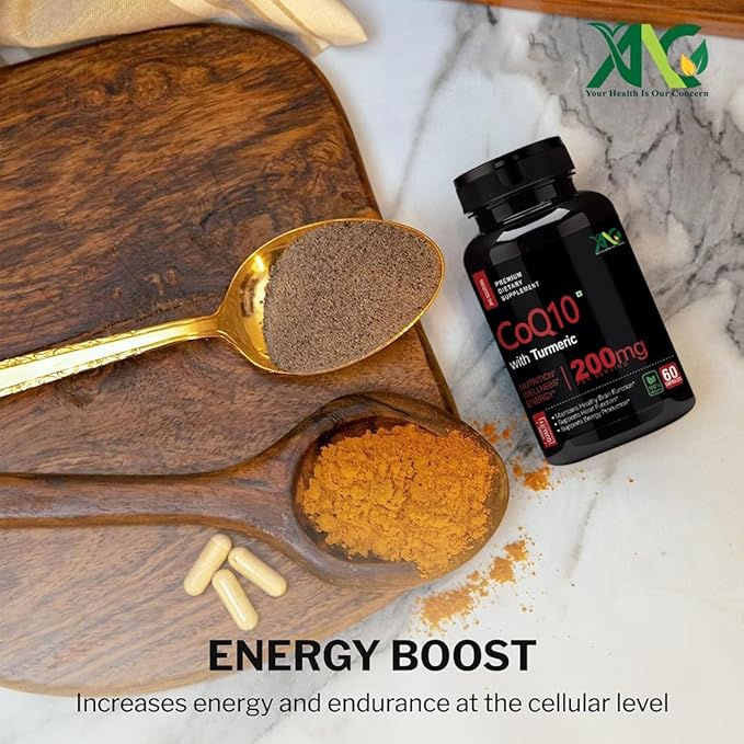 Viva High Absorption CoQ10 with Turmeric - Antioxidant Nutritional Supplements Heart Health &amp Healthy Brain Function -Ubiquinol for Mitochondrial Health - 200mg 60 Capsules