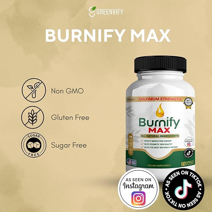Burnify Max Dietary Supplement Maximum Strength All Natural Ingredients 60 Capsules 30-Day Supply (1)