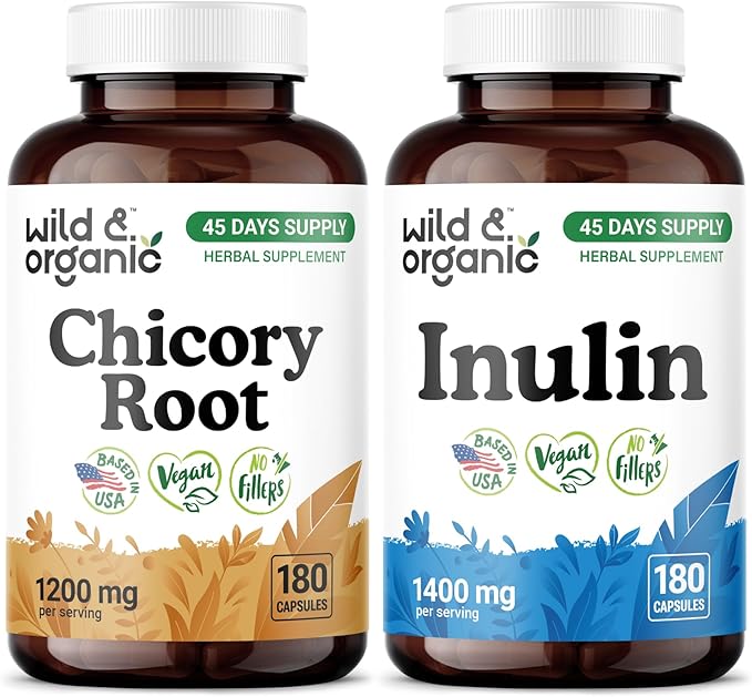 Wild &amp Organic Chicory Root 180 Capsules &amp Inulin 180 Capsules