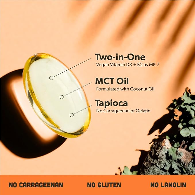 Vegan Omega 3 180 Softgels &amp Vegan Vitamin D3 + K2 Supplement Bundle - Plant-Based DHA &amp EPA Fatty Acids 4000 IU Vitamin D3 and 100mcg Vitamin K2 as Mk7 - Tapioca Softgels