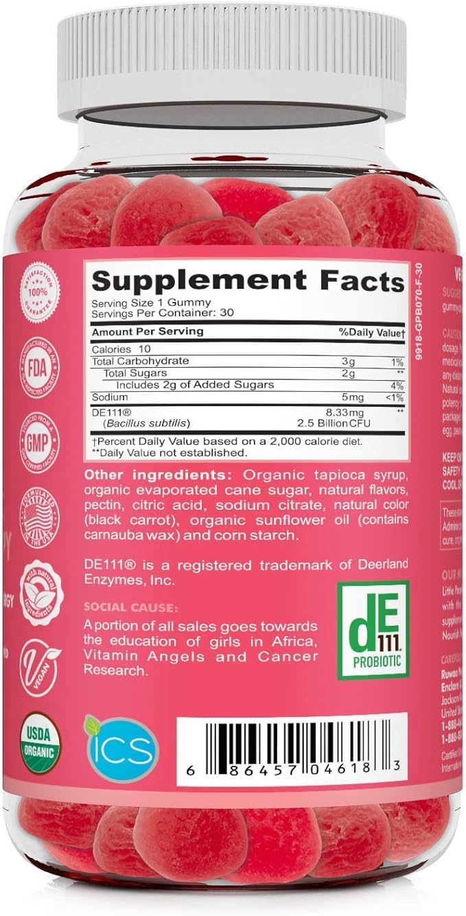 RUWAA NUTRITION Kids Nootropic Digestive Gummies with Organic Probiotics Prebiotic and Plant Based Omega 369 DHA