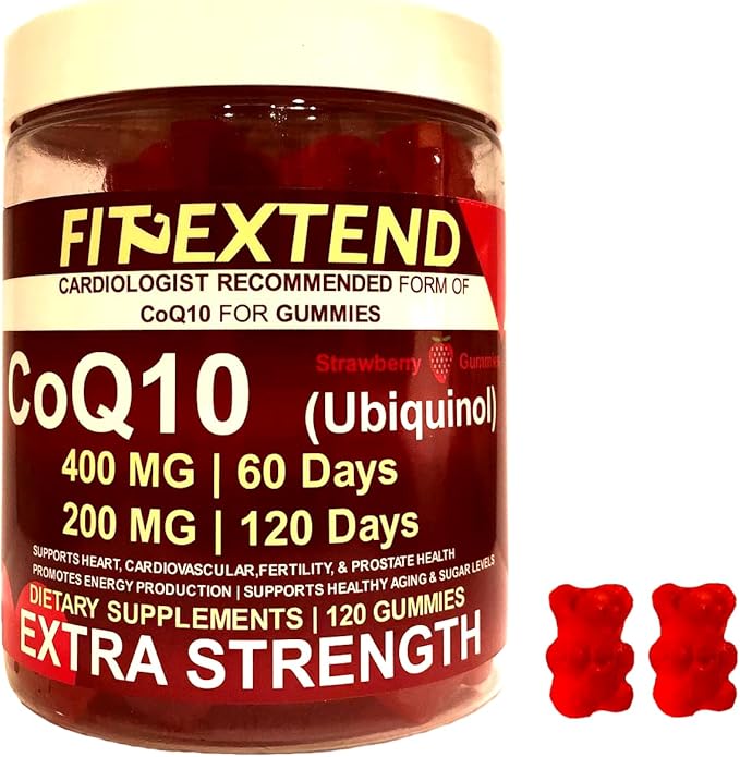 Coq10 Gummies 400 mg 60 Days 120 Count | Ubiquinol Vegan Strawberry Sugar Free Gummies High Absorption Coenzyme Q10 Supplements for Heart Health Anti-Aging Cellular Energy Antioxidant Prostate Unisex