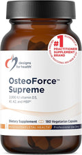 Designs for Health OsteoForce Supreme - Premium Bone Support Supplement with Basic Milk Protein (MBP) - Calcium Malate Magnesium Zinc Chelate 2000 IU Vitamin D VIT K - Non-GMO (180 Capsules)