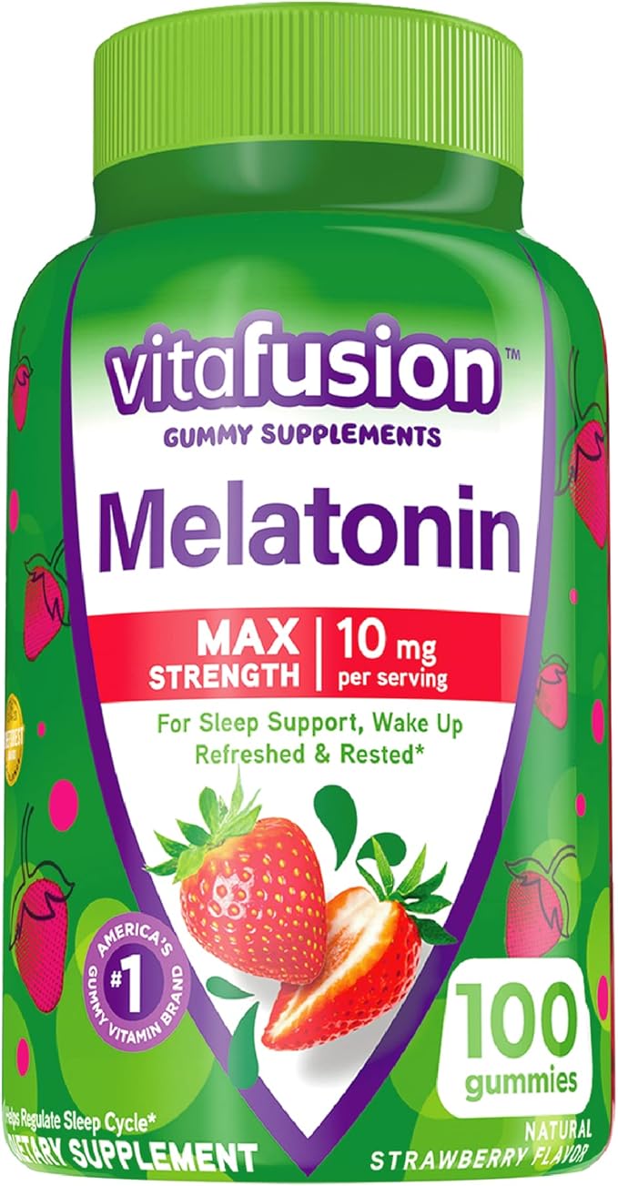 Vitafusion Fiber Well Fit Gummies 90 Count and Max Strength Melatonin Gummies 100 Count
