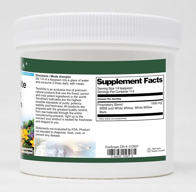 MSM and White Willow Bark Combination Powder (4 oz ZIN: 512927) - 3 Pack