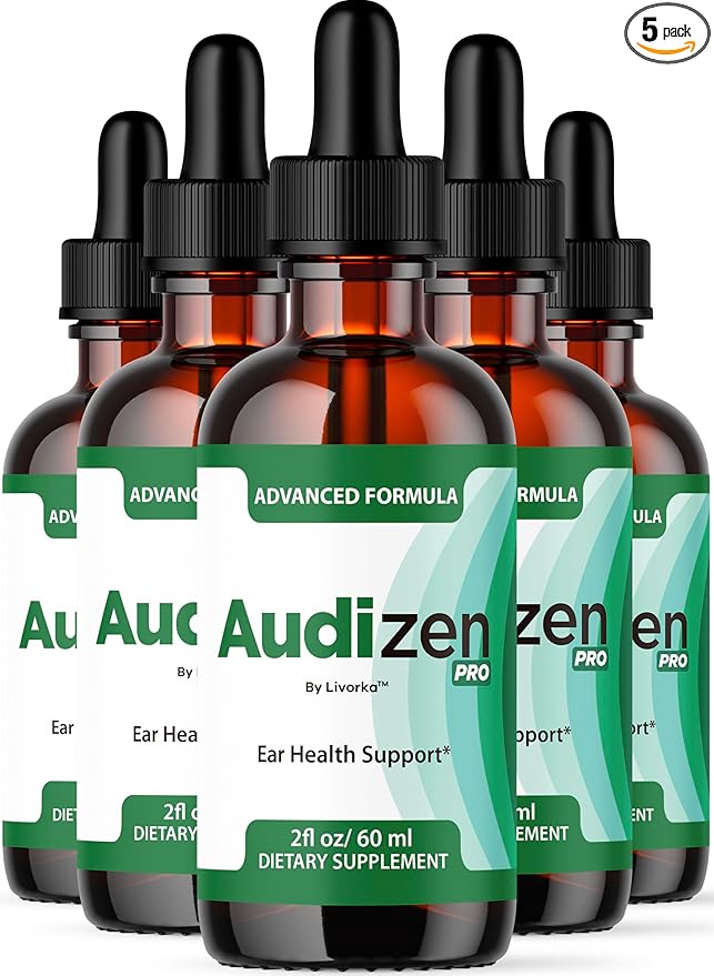 (5 Pack) Audizen Pro - Original Audizen Pro Drops for Healthy Ringing Ear Support Oral Supplement Drop All Natural Clean Liquid Formula Auditory Wellness and Inner Ear Balance 5 Bottles for 5 Months