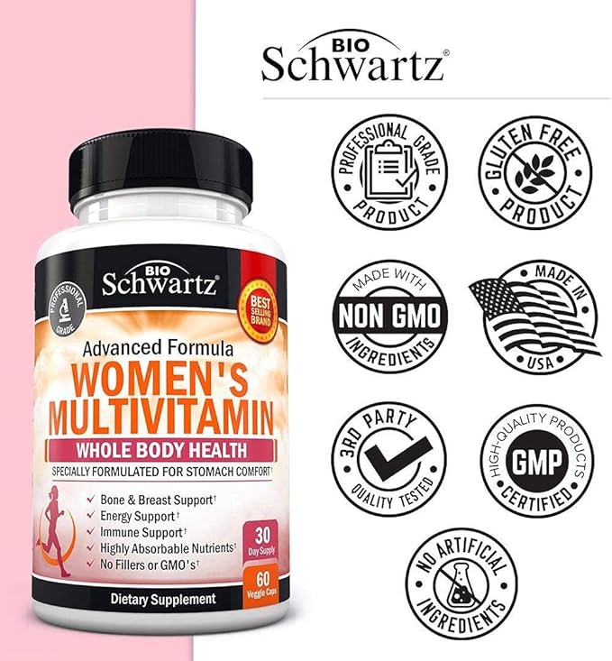 Daily Multivitamin for Women Capsules (1 Month Supply) Plus Triple Strength Omega 3 Fish Oil Softgels (2 Month Supply)