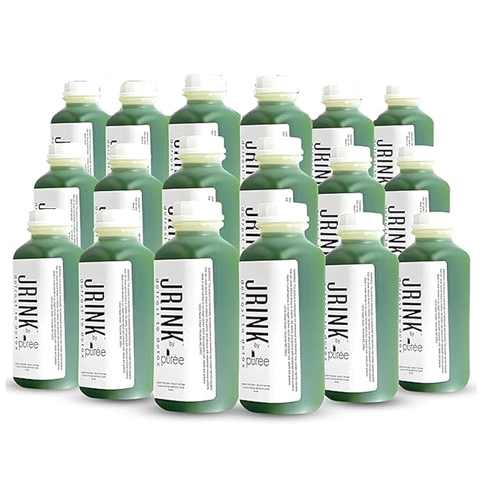 JRINK by Purée Organic Cucumber Juice Cold Pressed Detox Drink Healthy Cleanse with No Preservatives Fresh Raw Juice in HDPE Bottles Organic Fruit and Vegetable Cleanse Beverage 16oz Pack of 18
