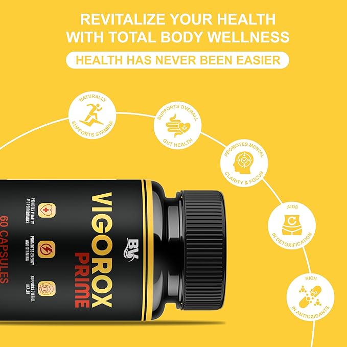 BLUE VIBE Vigorox Prime Maximum Strength Daily Overall Health Management Support Supplement Formula VigoroxPrime Premium Energy and Overall Support Supplement Pills (2 Pack - 120 Capsules)