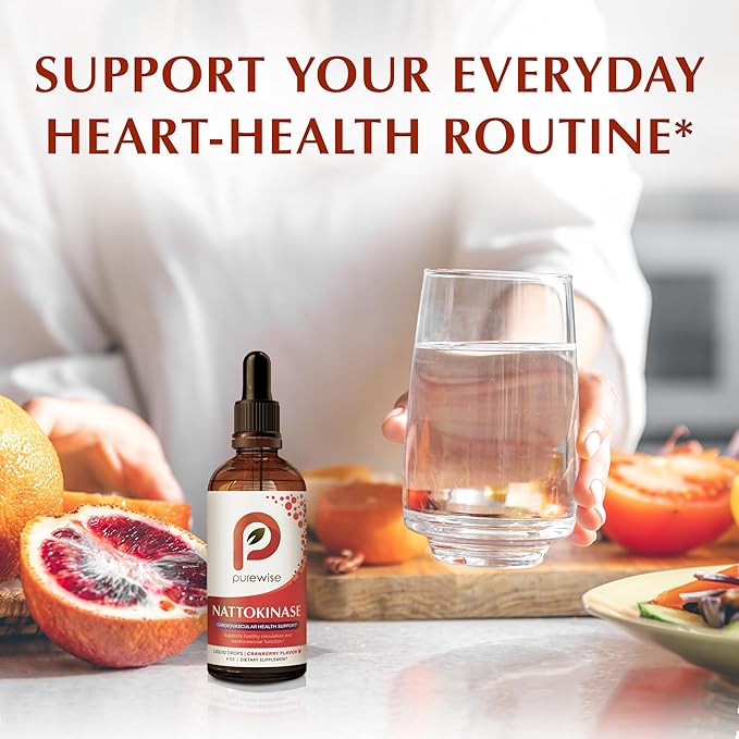 Nattokinase Liquid 2000 FU Supplement — High-Potency Circulation &amp Cardiovascular Support Cranberry Flavor Enhanced Bioavailability Drops — 4 fl oz