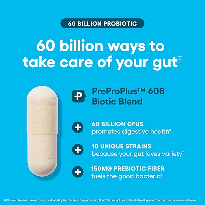 Physician's CHOICE Probiotics 60 Billion CFU - 10 Strains + Organic Prebiotics - Immune Digestive &amp Gut Health - Supports Occasional Constipation Diarrhea Gas &amp Bloating - for Women &amp M
