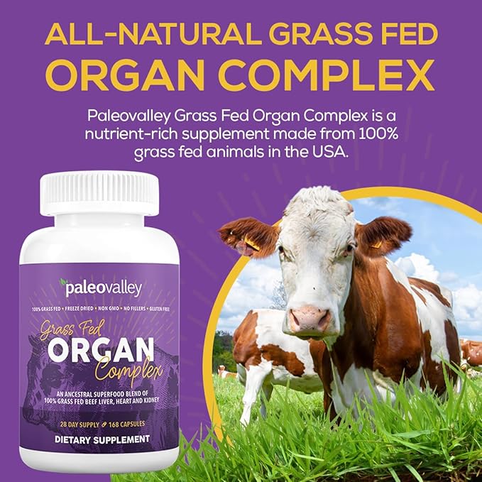 Paleovalley Grass Fed Beef Organ Complex - Freeze-Dried Beef Liver Heart and Kidney Blend 1 Bottle