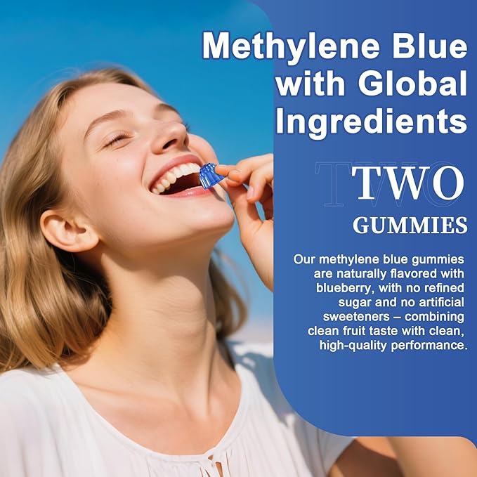 LILICARE Methylene Blue Gummies for Humans Brain Supplement with NAC VIT B3 &amp L-Theanine Brain &amp Mitochondrial Support Enhances Energy Focus and Cognitive Clarity Sugar Free 120 Ct