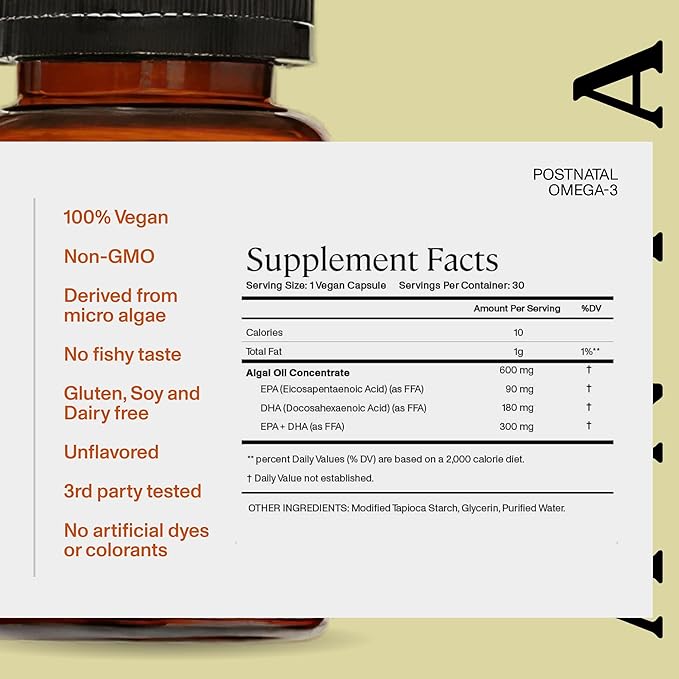 ANYA Postnatal Vitamin Bundle – Postpartum Multivitamin with Vitamins C D B12 Zinc &amp Omega-3 with DHA and EPA Supplement for Breastfeeding Lactation and Hair Loss – Vegan Non-GMO Gluten-Fre