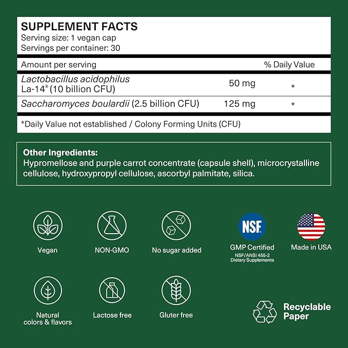 Travel Probiotics for Digestive Health Immune Support &amp Occasional Traveler’s Diarrhea | Probiotics for Gut Health | Travel Essentials Supplement | Gut Protector | 30 Vegan Caps
