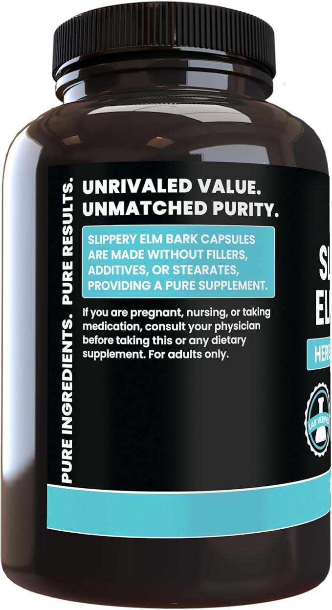 Pure Original Ingredients Slippery Elm Bark (365 Capsules) No Magnesium Or Rice Fillers Always Pure Lab Verified