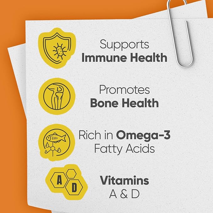 Emulsion de Escocia Orange Flavor 6-Pack – Omega-3 Cod Liver Oil Liquid Supplement for Kids – Vitamins A D E &amp B1 – Immune System &amp Growth Support – 6.5 Fl Oz Pack of 6– Fish Oil for Childre