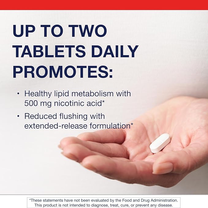 Metagenics Niatain Niacin B3-500 mg Nicotinic Acid with Sustained Release for Reduced Flushing - Supports Cholesterol Energy Nervous &amp Cardiovascular Health* - Non-GMO Gluten-Free - GMP Certifi
