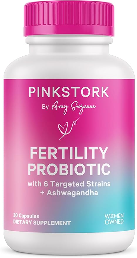 Pink Stork Fertility Support Probiotics for Women with Ashwagandha for Vaginal Health Conception pH Balance Hormone Balance and Gut Flora Fertility Supplements for Women 30 Capsules
