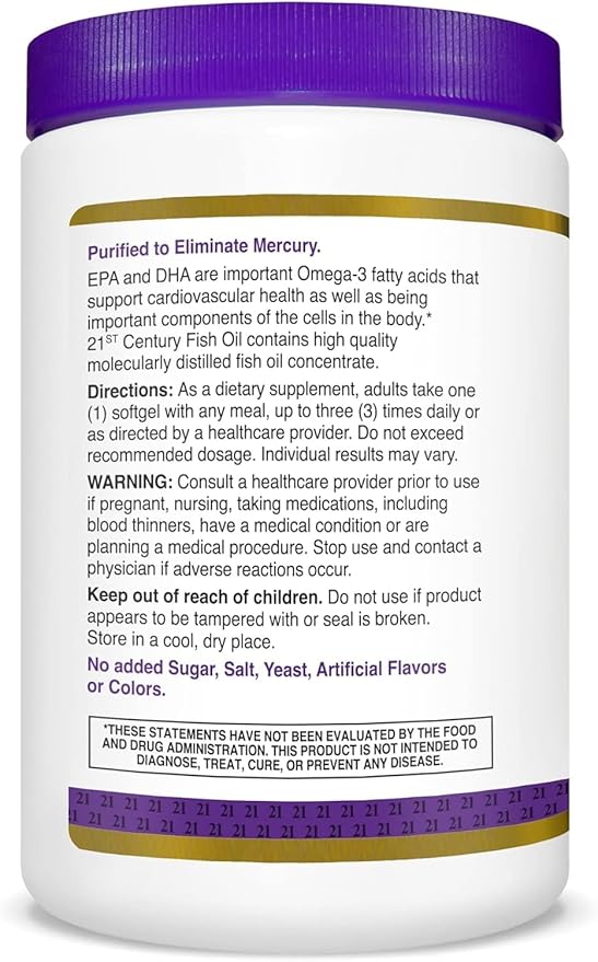 21st Century Fish Oil 1000 mg Softgels 300-Count (Pack of 3)