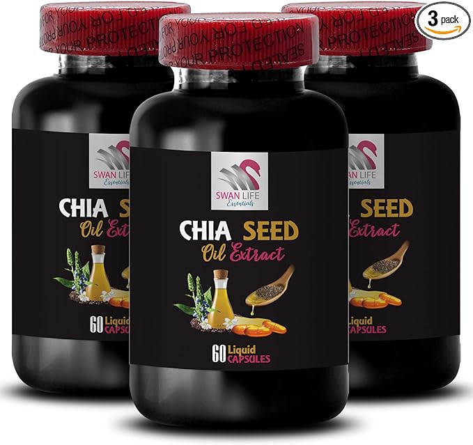 Organic chia - CHIA Seed Oil Extract - Facial Oil Hydrating serum Deep Hydration Hair Shine Pure Extract Natural Care Versatile Oil Silky Finish Natural Hydration Skin Glow 3 Bottle 180 Caps