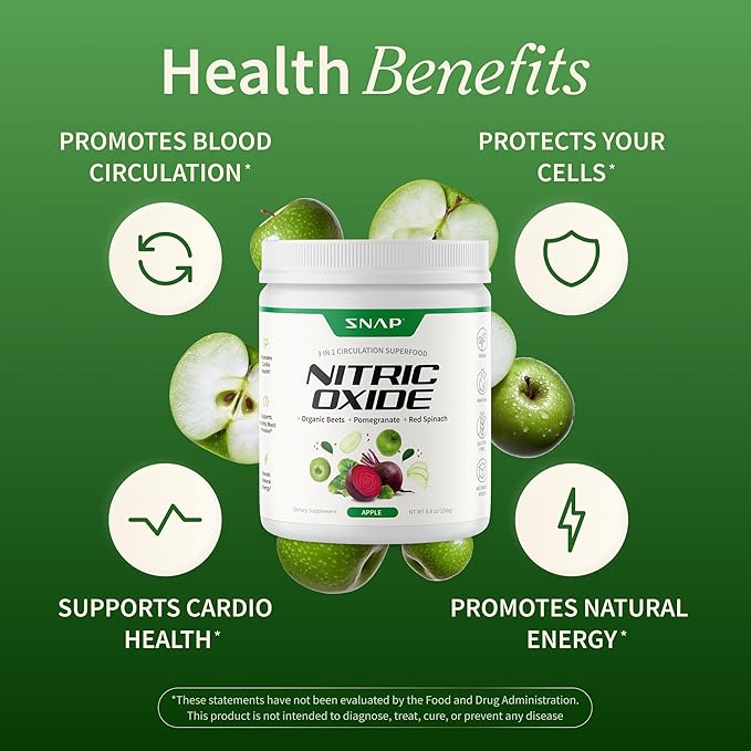 Snap Supplements Organic Beet Root Powder Nitric Oxide Supplement for Men &amp Women Red Spinach &amp Pomegranate Supports Healthy Energy &amp Blood Pressure Already in Normal Range 30 Servings