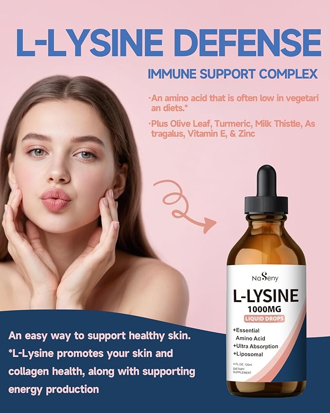 L-Lysine Liquid Drops Lysine 1000mg Supplement Essential Amino Acid Organic Moringa Oleifera Liquid Drops 1000mg Moringa Leaf Supplement
