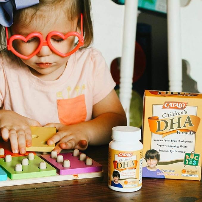 CATALO Children’s DHA Formula – Chewable Softgels with Fish Oil for Kids 200mg DHA per Serving Orange Flavor Easy to Swallow or Mix with Food 30 Softgels