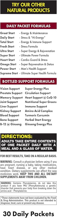 Fresh Start All-in-One Daily Vitamin Pack - Stress &amp Mood Support - Ashwagandha Panax Ginseng Adaptogens B-Complex &amp Super Greens - 30 Day Supply