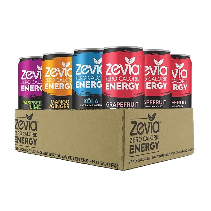 Zevia Zero Calorie Soda Ginger Ale Naturally Sweetened Soda (24) 12 Ounce Cans Ginger-flavored Carbonated Soda &amp Zero Calorie Energy Drink Variety Pack 12 Ounce (Pack of 12) Packaging May Va