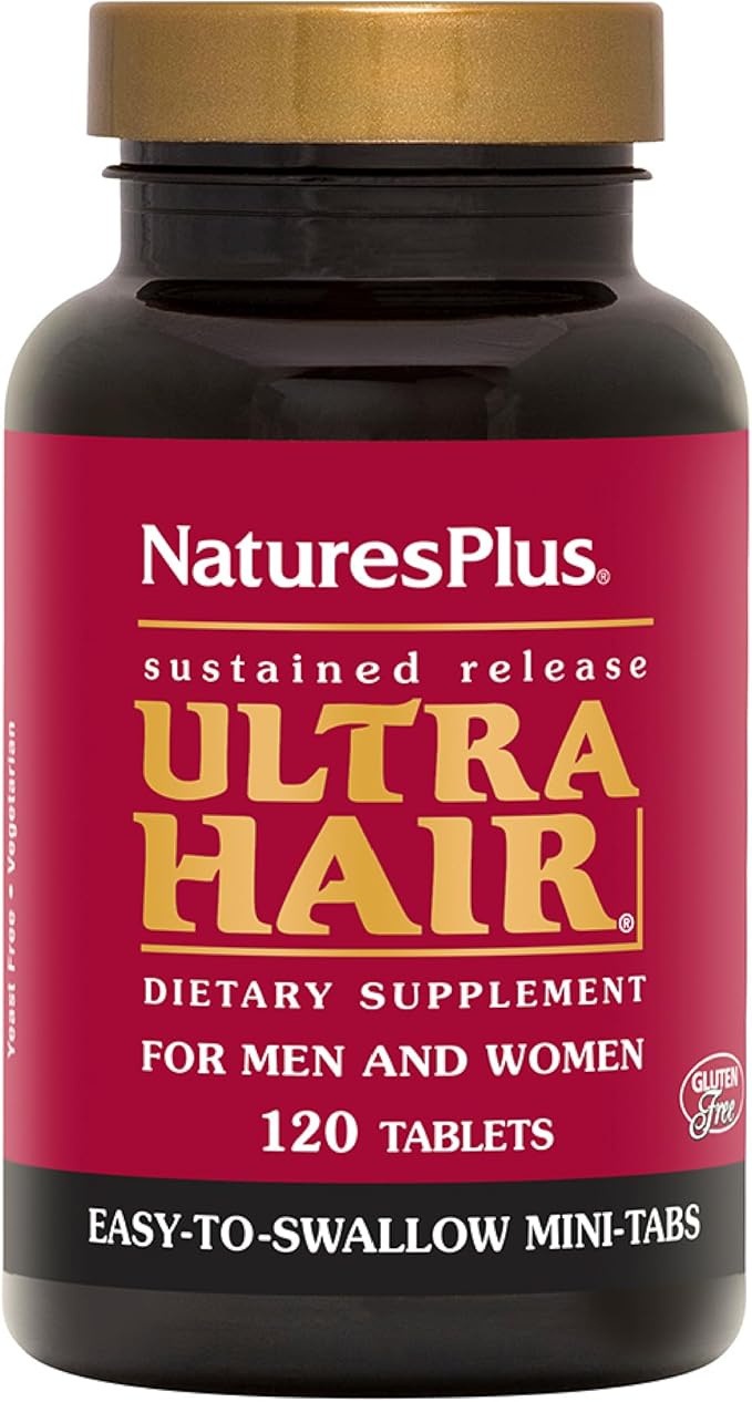 NaturesPlus Ultra Hair - 120 Sustained Release Mini Tablets - Supports Healthy Hair Growth - For Men &amp Women - Gluten Free - 30 Servings