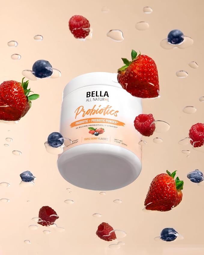 Bella All Natural Probiotics + Prebiotics Powder - Triple Berry Flavor 210grams